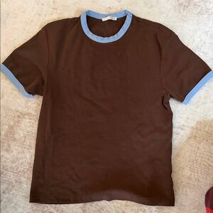 Zara Chocolate Tee with Sky Blue Accents